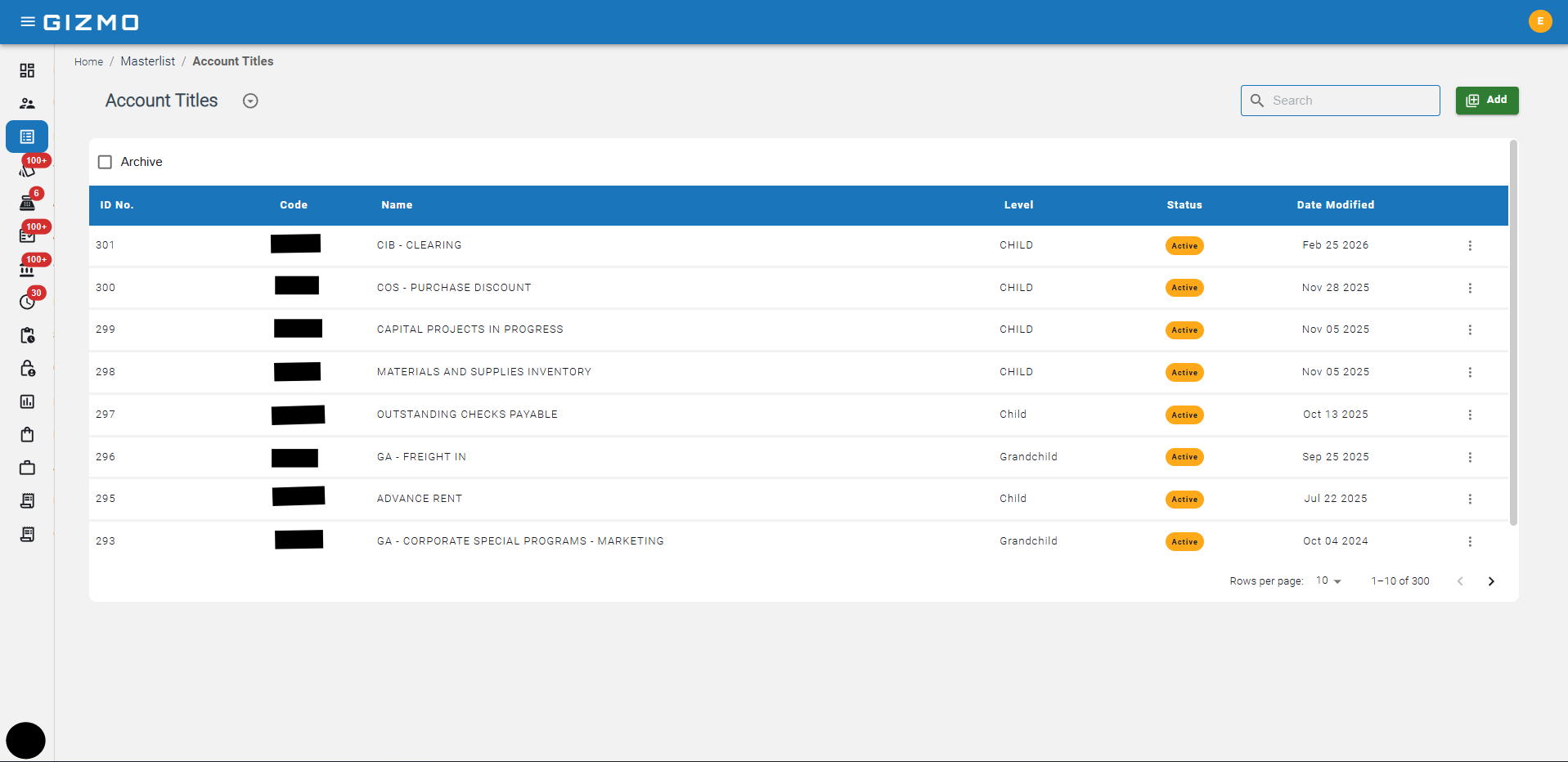 GIZMO — Accounting System screenshot 4